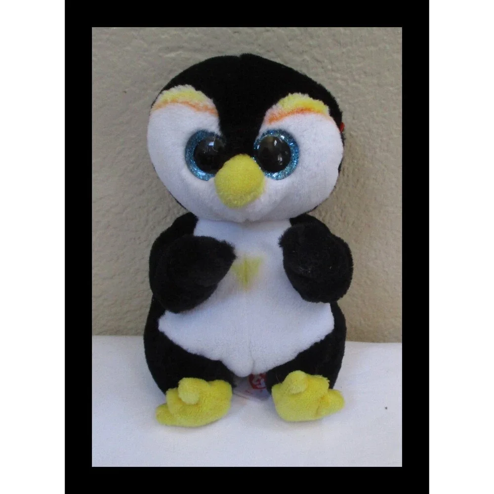 Ty Beanie Bellies Neve the Penquin Big Blue Glitter Eyes NO TAG